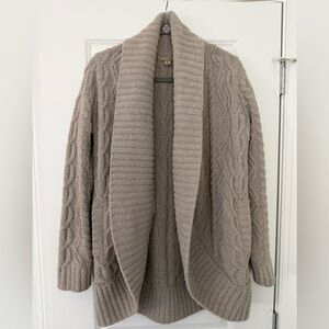 Barefoot Dreams Soft Gray/Beige Cable Knit Cardigan Sweater Size Small